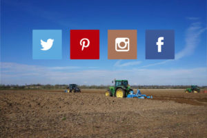 social media icons over farm picture
